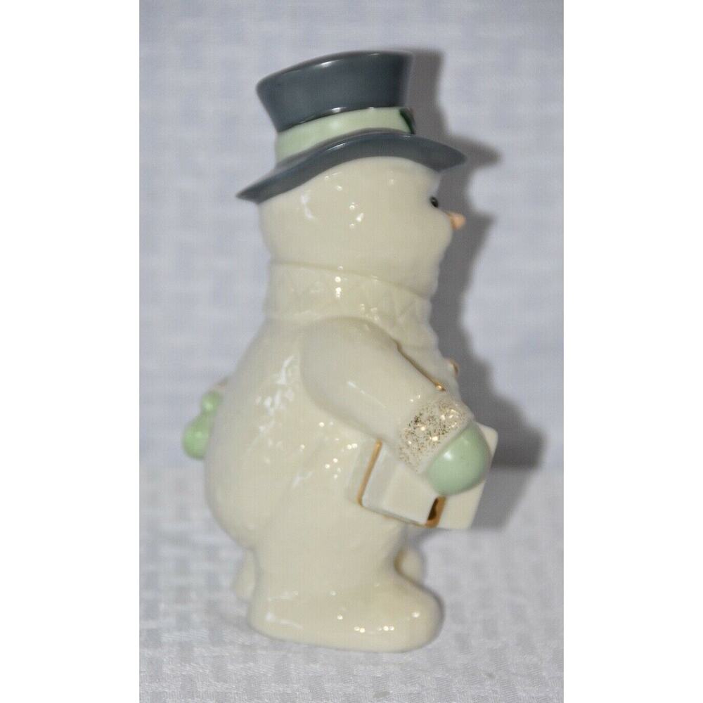 Lenox Christmas Frosty The Snowman Porcelain Figurine Blue Top Hat & Present 6" - Picture 8 of 9